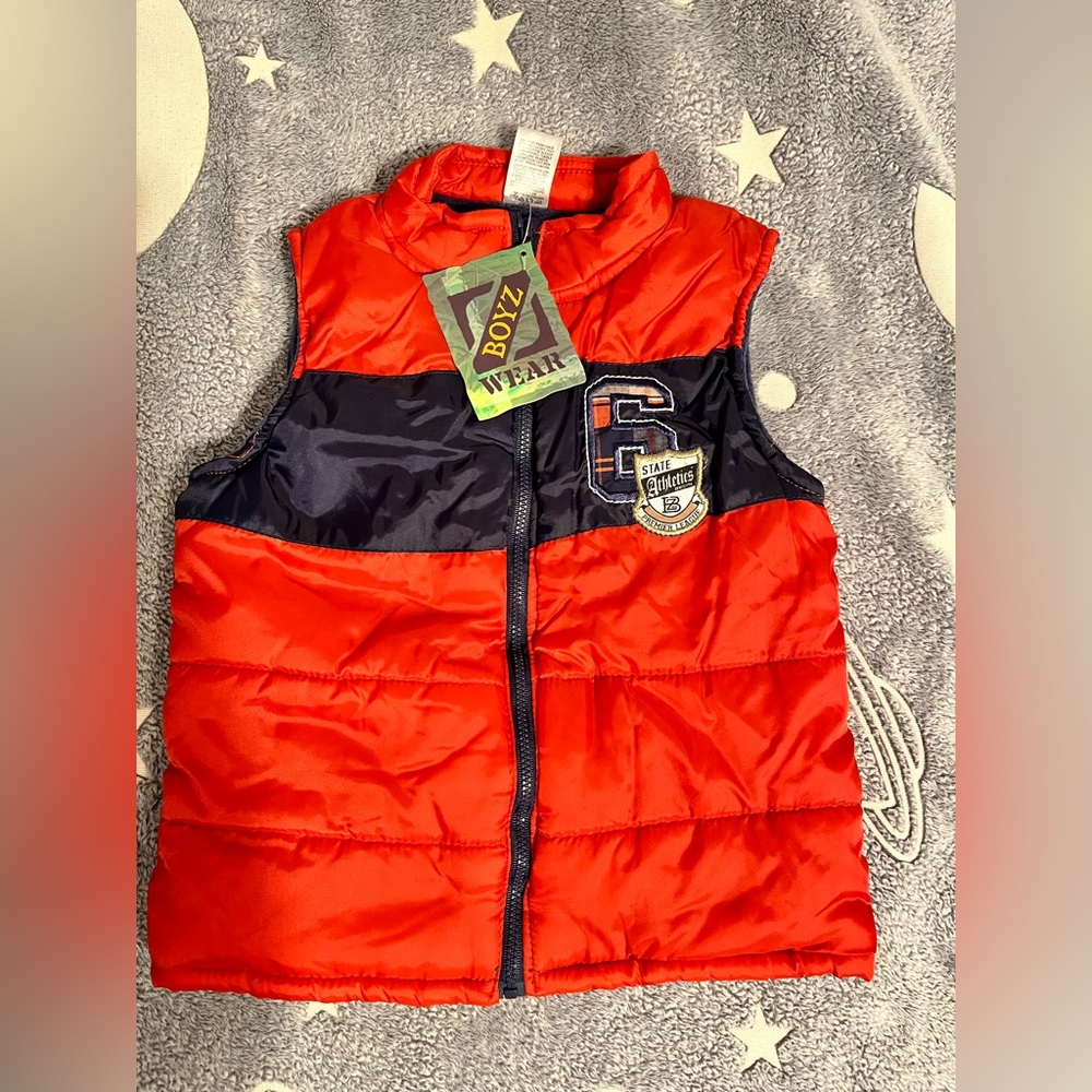NWT. Boys Orange Zip Up Vest by Boys Wear. Size 6 New